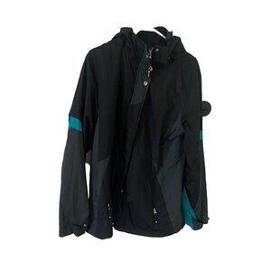 Hawk & Co Men's Black Hooded Full Front Zip Wind Breaker - Large